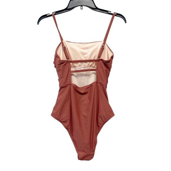 Cupshe Women's Sandy Shirred Strappy Cutout One Piece Swimsuit Brick Size Small - Picture 4 of 7